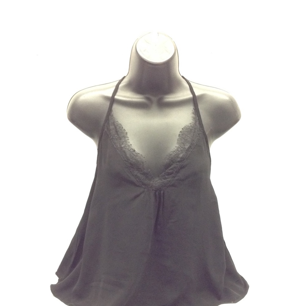 ZARA TRAFAULC BLACK SHEER AND LACE CROP TOP  SZ XS